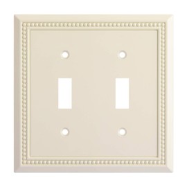 Henne Bery Sunken Pearls Heavy Duty Decorative Wall Plate Switch Plate Outlet Cover, Durable Solid Zinc Alloy (Double Toggle, Light Almond)