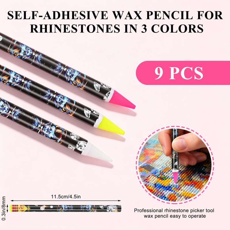 15pcs Rhinestone Picker Tool, Bedazzling Pen Wax Pencil for Rhinestones