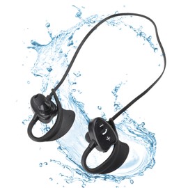 Bewinner Wireless Swimming Headphones - IPX8 Waterproof Bluetooth Underwater Headphones with Smart Voice Prompt & Noise Reduction for Surfing Diving (Black)