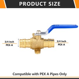 HeSun 20 PCs PEX A Expansion Ball Valve with Drop Ear, 3/4-Inch Brass Shut Off Valve Fit PEX A Pipe, ASTM F1960, Blue