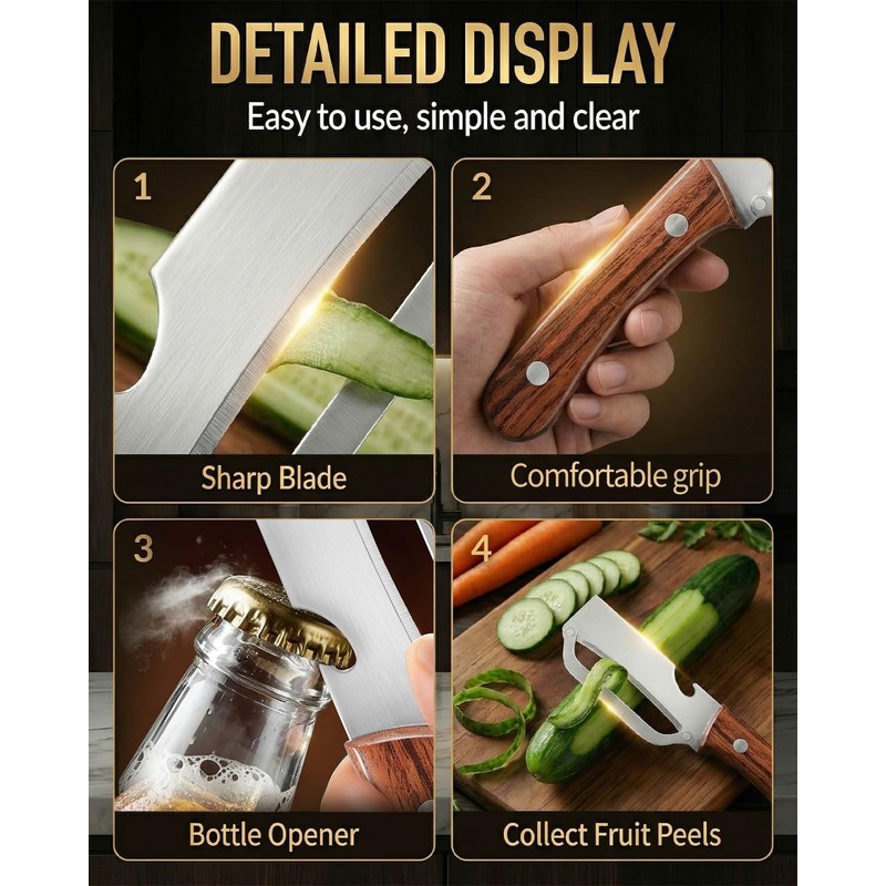 Multi-Purpose Kitchen Peeler, Sharp Stainless Steel Blade for Fruits &