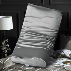 Satin Pillowcase for Contour Memory Foam Pillows, 24" x 14" x 5.1"/3.5" Cervical Pillow Case, Soft Pillow Cover for Sleeping Pillows (Grey)