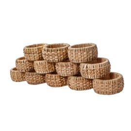 Alpha Living Home Napkin Rings Set of 12, Rattan Napkin Holders, Napkin Rings Bulk for Party Decoration, Dinning Table, Everyday, Family Gatherings - A Great Tabletop Décor - Natural