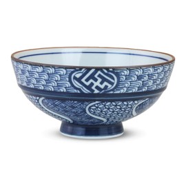 Ctoc Japan 173045 Rice Bowl, Blue, Φ4.6 x 2.3 inches (11.8 x 5.8 cm), Rice Bowl, Hasamiyaki, Kyoto Pattern, Large