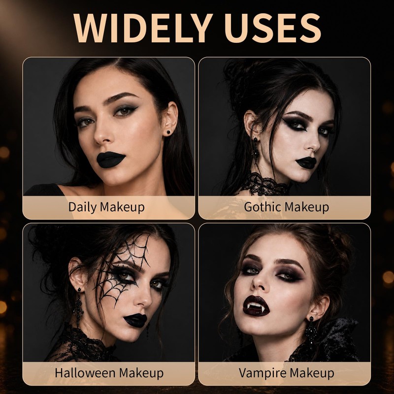 4PCS Black Lipstick Eyeshadow Eyeliner Set for Halloween Makeup