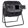 43-Gal Dual Chamber Composting Tumbler Large Tumbling Rotating Steel Frame