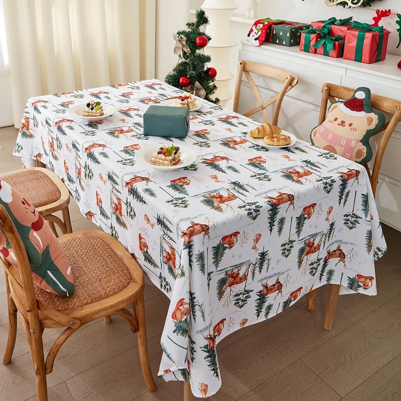 Christmas Tablecloth, Seasonal Table Linen, Winter Kitchen Table Decoration, Indoor,