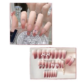 Long Nail Tips, 24 Pieces, Nail Tips, False Nails, Milky White, Gradient, Skin Color, Popular, Japanese Style, Cute, Simple, Fashionable Party Tip, Autumn, Winter, Spring, Summer, Bride Nails, Glossy