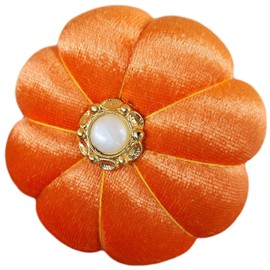 CUSHYSTORE Velvet Wrist Pin Needle Cushion Pincushion for Sewing with Adjustable Elastic Strap (Orange), 3 1/4''(L) x 3 1/4''(W) x 1 3/4''(H)