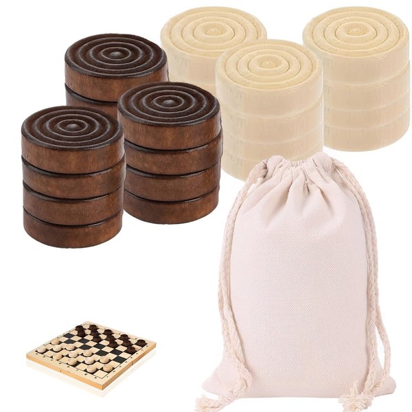 24pcs Draughts Pieces with Drawstring, Draughts Board Game, High Aesthetics