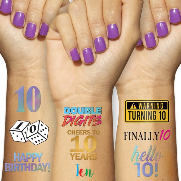 10th Birthday Temporary Tattoos (4 Pages) - 10th Birthday Party