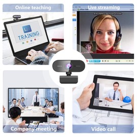 Webcam for PC with Microphone, HD 1080P Streaming Web Cam for PC,MAC, Laptop,Plug and Play USB Camera for Youtube,Skype Video Calling,Face Cam for Studying,Conference,Gaming with Rotatable Clip