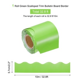 uxcell Bulletin Board Border 32.8 Feet Scalloped Border Trim Decorative Rolled Classroom Borders for Bulletin Board Home Classroom Office Decoration, Green