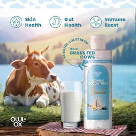 Bovine Colostrum with Lactoferrin, IgG and MCT Oil by Owl & Ox | Grass Fed, US Based | Gut Health, Bone Health and Immune Support | Sugar Free, Keto Friendly, Non GMO