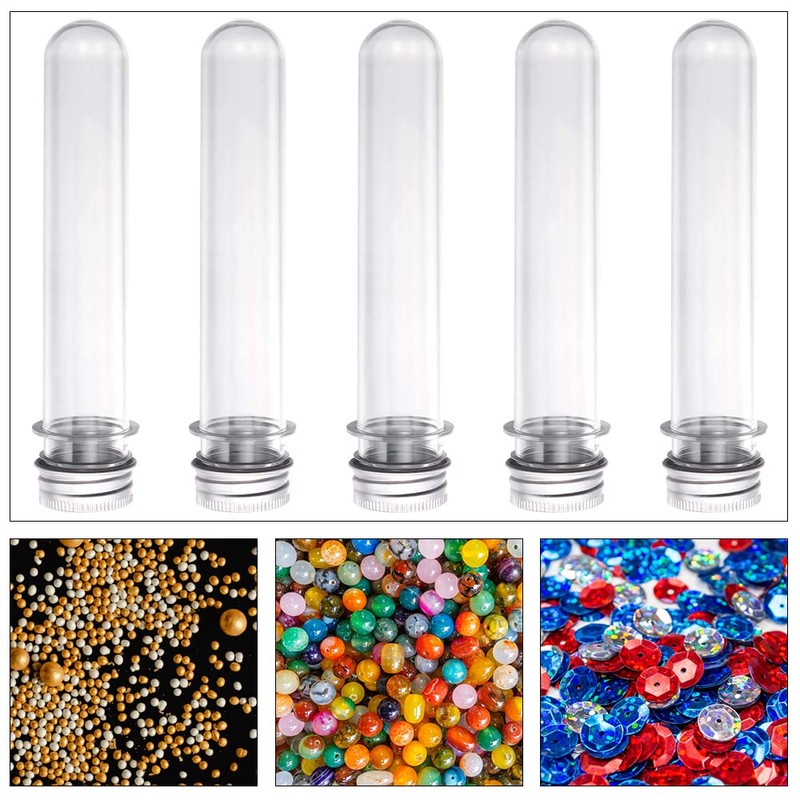 5 Pcs 40ml Plastic Test Tubes with Lid, Clear Test