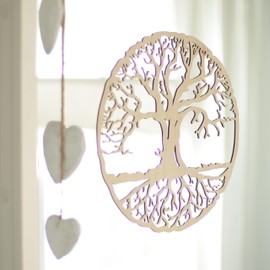 HOLZBIBER Tree of Life, Tree of Life, Made in Germany, Wooden Cut-Out for Hanging, Window Decoration, Wall Decoration, 30 x 30 cm