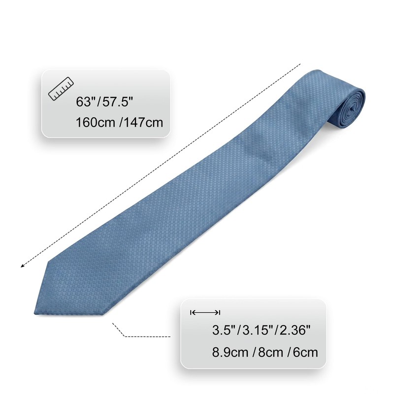 [S&W SHLAX&WING] Men's Necktie Steel Blue Tie Solid Extra Long