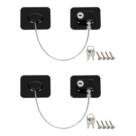 Refrigerator Lock, 2 pack Cabinet Lock for Baby Safety, Child Proof Freezer Lock and Fridge Lock with Keys, for Fridge, Drawers, Dishwasher, Closet, Windows and Toilet, No Drilling Easy Installation