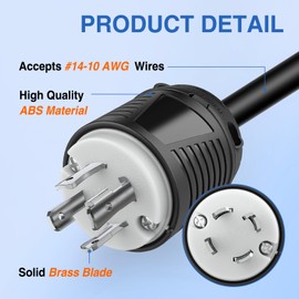 Nilight 30Amp L14-30P L14-30R Male Female Locking Plug and Connector Generator Twist Lock Plugs Adapter 125/250V ETL Listed Industrial Grade Heavy Duty for RV Camper Caravan Trailer