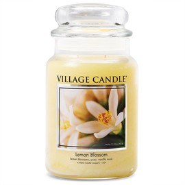 Village Candle Lemon Blossom, Large Glass Apothecary, Jar Scented Candle, 21.25oz