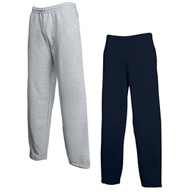 Set of 2 Fruit of the Loom Jogging Bottoms S-M-L-XL-XXL Men's Jogging Bottoms, S, 1 x Grey + 1 x Navy, 1 x grey + 1 x navy