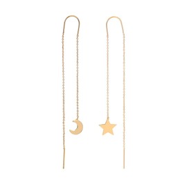 Gold Chain Earrings for Women Threader Earrings Hypoallergenic Cubic Zirconia Earrings Cartilage Hoop Earrings Statement Earrings Jewelry for Women (B)