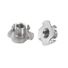 sourcing map 1/4"-20 T-nut 25pcs 304 Stainless Steel 4 Pronged Tee Nuts for Furniture Woodwork Cabinetry Threaded Insertion
