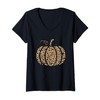 Womens Cute Leopard Print Pumpkin Vintage Girls Womens Graphic V-Neck
