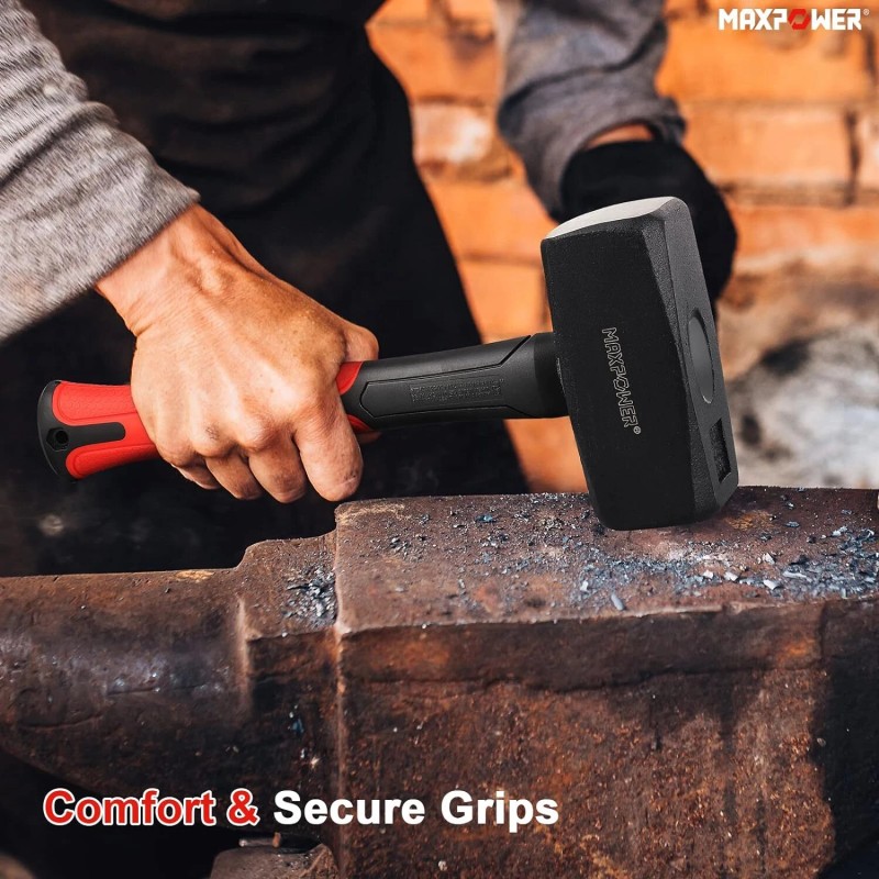 MAXPOWER 4lb Club Hammer, Mini Sledge Hammer with Red, Black