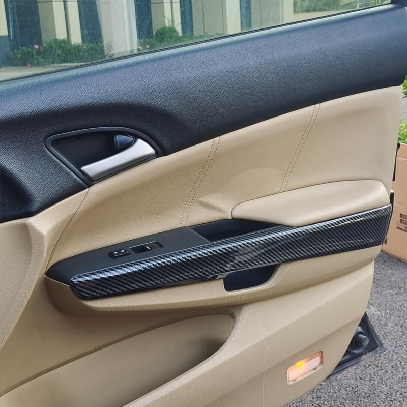 Carbon Fiber Pattern Inner Door Panel Cover Trim Fit for