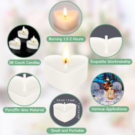 Conelist 54 Sets Wedding Favors for Guests 54 Heart Shaped Candles Mini Soywax Tealight Candles 54 Thank You Cards and 54 Organza Bags for Wedding Party Favor Gift Decoration (White)