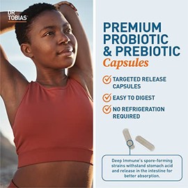 Dr. Tobias Deep Immune Probiotic + Prebiotic for Immune & Gut Health | Spore Forming Probiotics + Prebiotics | Synergetic Support for Digestion & Immu