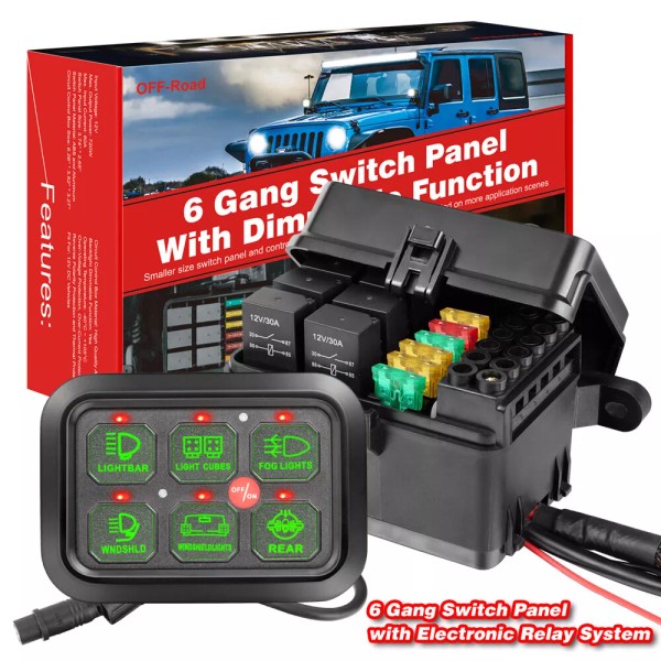 OFFROADTOWN Universal 6 Gang Switch Panel LED Car Circuit Control