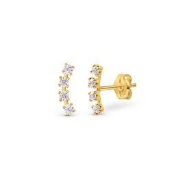 Amberta Allure Women's 9ct Yellow Gold Climbing Earrings, Yellow Gold, Cubic Zirconia