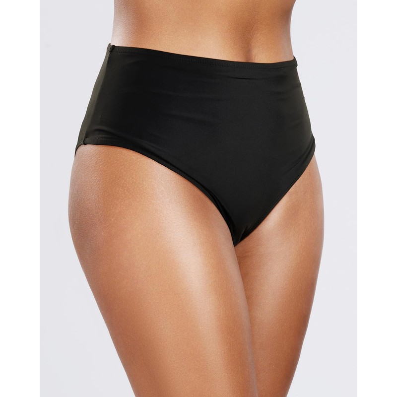 Tempt Me Womens Black High Cut High Waisted Bikini Bottoms