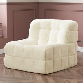 Cansunna Bean Bag Chair Sofa Furry Beanbag Chair Couch for Adults Armless Bean Bag Lounge Soft Comfy Chair for Bedroom, Living Room or Balcony (White)