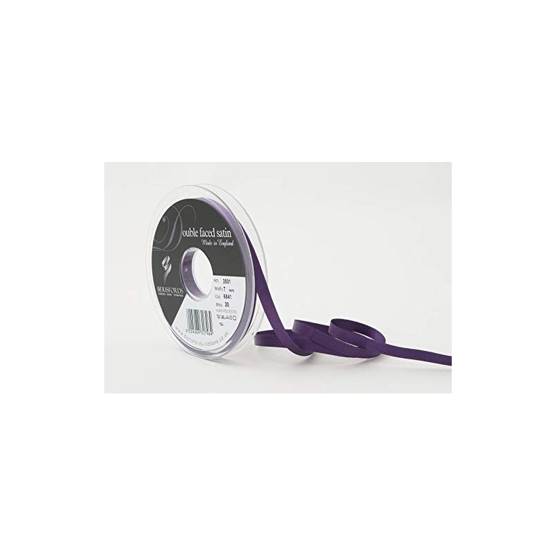 Berisfords Double FACE Poly Satin Ribbon, BlackBerry, 7 mm