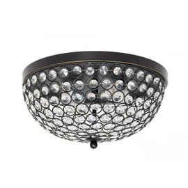 Elegant Designs FM1000-RBZ 2 LightElipse Crystal Flush Mount Ceiling Light, Restoration Bronze