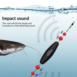 THKFISH Fishing Bobbers Catfish Float Rigs Santee Rig for Catfishing Tackle Rattling Cork EVA Foam Peg Floats Bait Rigs 4PCS 3in Black