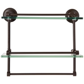 Allied Brass P1000-2/16-GAL-ORB 16 Inch Tempered Double Gallery Rail Glass Shelf, Oil Rubbed Bronze
