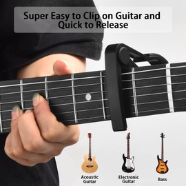 DOMMI Guitar Tuner, Guitar Accessories with Guitar Picks, Guitar Capo, Capo for Acoustic Guitar, Bass, Buzzing-Free, Quick Release, Guitar Tuner Clip on for Guitar, Violin, Bass, Ukulele Chromatic