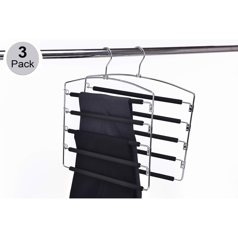 3 Quality Multi-Bar Metal Hangers - Real Heavy Duty, Space-Saving,