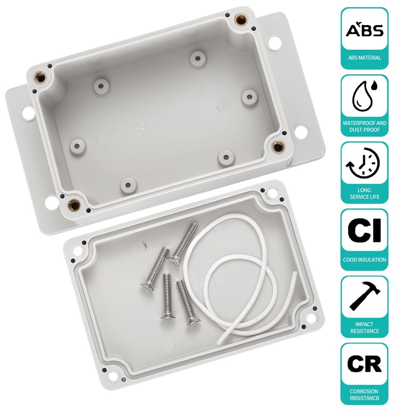 Pack of 2 Waterproof Junction Boxes, Surface-Mounted Waterproof IP65, Electronic