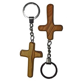 2 Pcs Set Keyholder Cross Wooden Cross with Dove ca. 63 mm,with Pendant ca. 135 mm,Wooden Pendant,Olive Wood,Israel,Bethlehem,Dove of Peace,CleanPrince,Tags: Easter Christmas