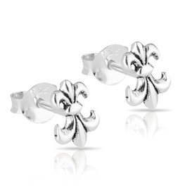 NKlaus Pair of Lily Stud Earrings Women's 925 Sterling Silver Earrings Gothic Earrings 3134, Sterling Silver