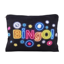 Bingo Makeup Bag for Women Men Bingo Lover Player Christmas Birthday Gifts for Sister Brother Adults Casino Gambling Gifts for Women Men Black Bags with Pockets
