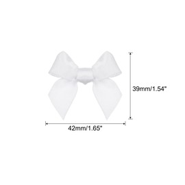 MECCANIXITY 50Pcs Mini Ribbon Bow Mini Fabric Satin Ribbon Flower Bows for Craft DIY Sewing Wedding Birthday Party White