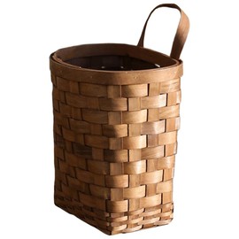 UPKOCH Wooden Basket - Rustic Woven Hanging Basket for Flowers, Chopsticks, Potatoes, Onions, Sundries Storage, Willow and Rattan, 9.82x668x5.31in