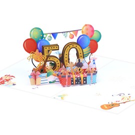 Happy 50th Birthday Card Greetings Postcards Birthday Gifts Decorations for Women Men Mom Grandma Her Him Girls Teens Boys
