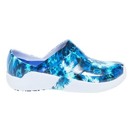 Anywear Journey - Zapatos de enfermera moldeados por inyección, zapatos de jardín, zapatos de chef, Flores azules, 6 US